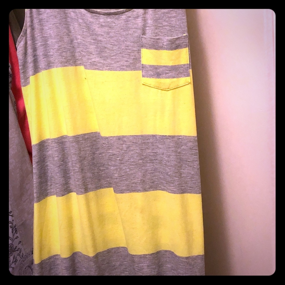 Yellow and Gray Colorblock Maxi Dress